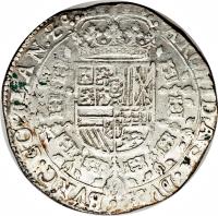 reverse of 1 Patagon - Carlos II (1666 - 1692) coin with KM# 63 from Spanish Netherlands.