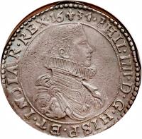 obverse of 1 Ducaton - Felipe IV (1622 - 1636) coin with KM# 35 from Spanish Netherlands.