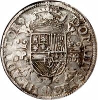 reverse of 1 Ecu - Felipe II (1557 - 1576) coin with GH# 210.6 from Spanish Netherlands.