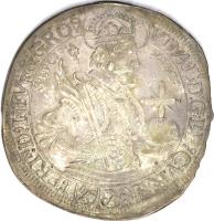 obverse of 2/3 Thaler - Ulrich VI (1689 - 1690) coin with KM# 126 from Swiss cantons. Inscription: VDAL:D:G:EP⁹.CVR · S:R:	I:PRIᴺ.D⁹.IN · FVR · & · GROS. P:E:C:	S:LVCI9 ·