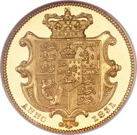 reverse of 1 Sovereign - William IV (1831 - 1837) coin with KM# 717 from United Kingdom. Inscription: ANNO 1831