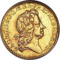 obverse of 1/2 Guinea - George I (1725 - 1727) coin with KM# 560 from United Kingdom. Inscription: GEORGIVS · D:G · M · BR · FR:E:T:HIB · REX · F · D ·