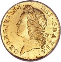 obverse of 1/2 Guinea - George II (1728 - 1739) coin with KM# 565 from United Kingdom. Inscription: GEORGIVS · II · DEI · GRATIA ·