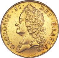 obverse of 2 Guineas - George II - Intermediate head (1739 - 1740) coin with KM# 578 from United Kingdom. Inscription: GEORGIUS · II · DEI · GRATIA ·