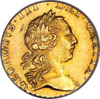 obverse of 1/4 Guinea - George III (1762) coin with KM# 592 from United Kingdom. Inscription: GEORGIVS · III · DEI · GRATIA ·