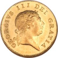 obverse of 1/2 Guinea - George III (1804 - 1813) coin with KM# 651 from United Kingdom. Inscription: GEORGIVS III DEI GRATIA