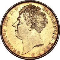 obverse of 2 Pounds - George IV (1823) coin with KM# 690 from United Kingdom. Inscription: GEORGIUS IIII D:G: BRITANNIAR:REX F:D: