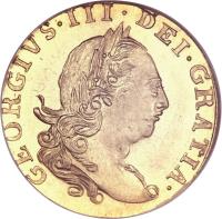 obverse of 1/3 Guinea - George III (1776) coin with KM# Pn55 from United Kingdom. Inscription: GEORGIVS · III · DEI · GRATIA ·