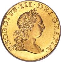 obverse of 1/2 Guinea - George III (1763) coin with KM# Pn43 from United Kingdom. Inscription: GEORGIVS · III · DEI · GRATIA ·