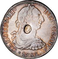 obverse of 1 Dollar - George III - Countermarked Coinage (1772 - 1783) coin with KM# 655 from United Kingdom. Inscription: CAROLUS · III · DEI · GRATIA · 1783 ·