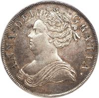 obverse of 1 Crown - Anne (1713) coin with KM# 536 from United Kingdom. Inscription: ANNA · DEI GRATIA ·