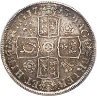 reverse of 1 Crown - Anne (1713) coin with KM# 536 from United Kingdom. Inscription: MAG · BRI · FR ET · HIB REG · 17 13 ·