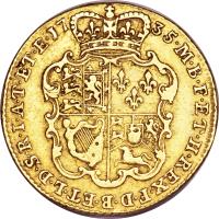 reverse of 1 Guinea - George II (1729 - 1732) coin with KM# 573 from United Kingdom. Inscription: M · B · F · ET · H · REX · F · D · B · ET · L · D · S · R · I · A · T · ET · E · 17 35 ·