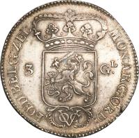 obverse of 3 Gulden (1789) coin with KM# 155 from Netherlands East Indies.