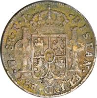 reverse of 8 Reales - Fernando VII - Countermarked Coinage (1822 - 1835) coin with KM# 2 from Chile.