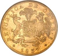 obverse of 8 Escudos (1835 - 1838) coin with KM# 93 from Chile.