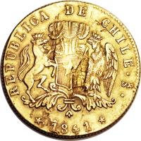 obverse of 4 Escudos (1839 - 1841) coin with KM# 103 from Chile.