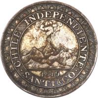 obverse of 1 Peso (1819) coin with KM# Pn1 from Chile.