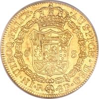 reverse of 8 Escudos - Carlos III (1785 - 1789) coin with KM# 50a from Colombia.