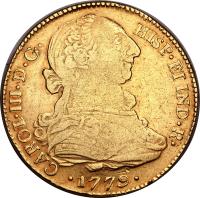 obverse of 4 Escudos - Carlos III (1773 - 1783) coin with KM# 44 from Colombia.