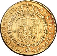 reverse of 4 Escudos - Carlos III (1773 - 1783) coin with KM# 44 from Colombia.