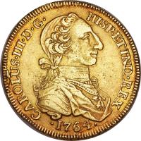 obverse of 8 Escudos - Carlos III (1762 - 1771) coin with KM# 41 from Colombia.