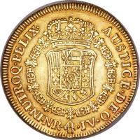 reverse of 8 Escudos - Carlos III (1762 - 1771) coin with KM# 41 from Colombia.