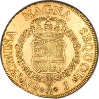 reverse of 8 Escudos - Fernando VI (1756 - 1760) coin with KM# 32 from Colombia.