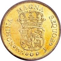 reverse of 4 Escudos - Fernando VI (1755 - 1760) coin with KM# 31 from Colombia.