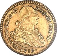 obverse of 2 Escudos - Fernando VII (1808 - 1819) coin with KM# 65 from Colombia.