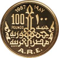 reverse of 100 Pounds - Golden ram (1987) coin with KM# 613 from Egypt.