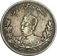 obverse of 5000 Dīnār - Mohammad Ali Shah Qajar (1909) coin with KM# 1018 from Iran.