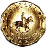 reverse of 50 Dollars - Elizabeth II - Royal Canadian Mounted Police Anniversary (1997) coin with KM# 305 from Canada.