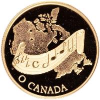 reverse of 100 Dollars - Elizabeth II - O Canada (1981) coin with KM# 131 from Canada. Inscription: O CANADA