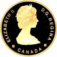 obverse of 100 Dollars - Elizabeth II - Jacques Cartier (1984) coin with KM# 142 from Canada. Inscription: ELIZABETH II D · G · REGINA CANADA