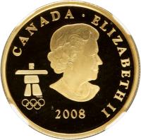 obverse of 75 Dollars - Elizabeth II - Home of the 2010 Olympics (2008) coin with KM# 947 from Canada. Inscription: CANADA · ELIZABETH II 2008