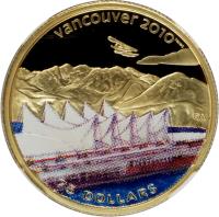 reverse of 75 Dollars - Elizabeth II - Home of the 2010 Olympics (2008) coin with KM# 947 from Canada. Inscription: vancouver 2010 SA 75 DOLLARS