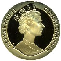 obverse of 1/2 Crown - Elizabeth II - Uniform Penny Post - 3'rd Portrait (2000) coin with KM# 894 from Gibraltar. Inscription: ELIZABETH II	GIBRALTAR · 2000