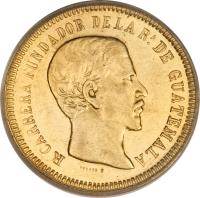 obverse of 4 Pesos (1866 - 1869) coin with KM# 187 from Guatemala.