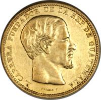 obverse of 16 Pesos (1867 - 1869) coin with KM# 188 from Guatemala.