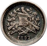 obverse of 1/2 Real (1893) coin with KM# 163 from Guatemala.