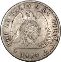 obverse of 1 Peso - Countermarked (1853 - 1855) coin with KM# 215 from Guatemala.