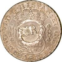 reverse of 6 Shillings 8 Pence - Counterstamped (1757 - 1758) coin with KM# 8.2 from Jamaica.