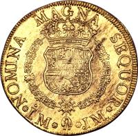 reverse of 8 Escudos - Carlos III - Colonial Milled Coinage (1761 - 1762) coin with KM# 68 from Peru.