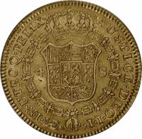 reverse of 4 Escudos - Carlos III (1785 - 1789) coin with KM# 81a from Peru.