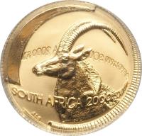 obverse of 1/10 Ounce - Natura (2000) coin with KM# 258 from South Africa. Inscription: South Africa 2000 - South Africa 2000