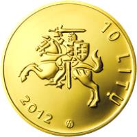 obverse of 10 Litų - Lithuanian science (2012) coin with KM# 180 from Lithuania. Inscription: 10 LITŲ 2012