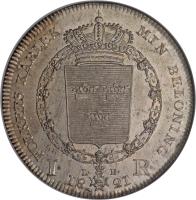 reverse of 1 Riksdaler - Carl XIV Johan (1818 - 1827) coin with KM# 593 from Sweden.