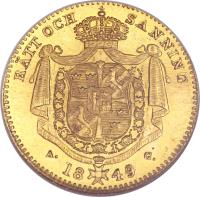 reverse of 1 Ducat - Oscar I (1845 - 1859) coin with KM# 668 from Sweden.