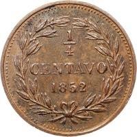 reverse of 1/4 Centavo (1852) coin with Y# 4 from Venezuela.